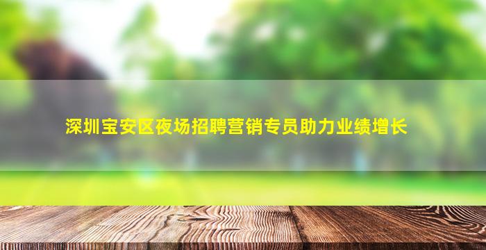 深圳宝安区夜场招聘营销专员助力业绩增长